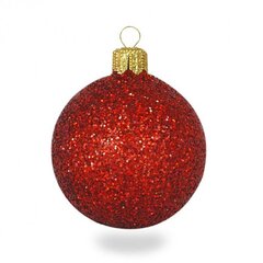 Kalėdinių dekoracijų rinkinys 12 vnt, ∅3,5 cm, spalva: raudoni blizgučiai (B28) 9177 kaina ir informacija | Eglutės žaisliukai, viršūnės | pigu.lt
