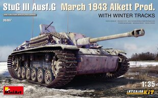 Klijuojamas Modelis MiniArt 35367 StuG III Ausf. G March 1943 Alkett Prod w/Winter Tracks Interior Kit 1/35 цена и информация | Склеиваемые модели | pigu.lt