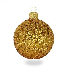 Kalėdinių dekoracijų rinkinys 4 vnt, ∅8 cm, spalva: aukso blizgučiai (B01) 8637 kaina ir informacija | Eglutės žaisliukai, viršūnės | pigu.lt