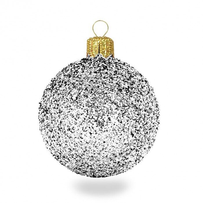Kalėdinių dekoracijų rinkinys 4 vnt, ∅8 cm, spalva: sidabro blizgučiai (B14) 8514 kaina ir informacija | Eglutės žaisliukai, viršūnės | pigu.lt