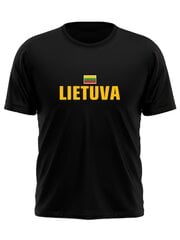 Vyriški marškinėliai juodi su vėliavėle centre цена и информация | Атрибутика для болельщиков Литвы | pigu.lt