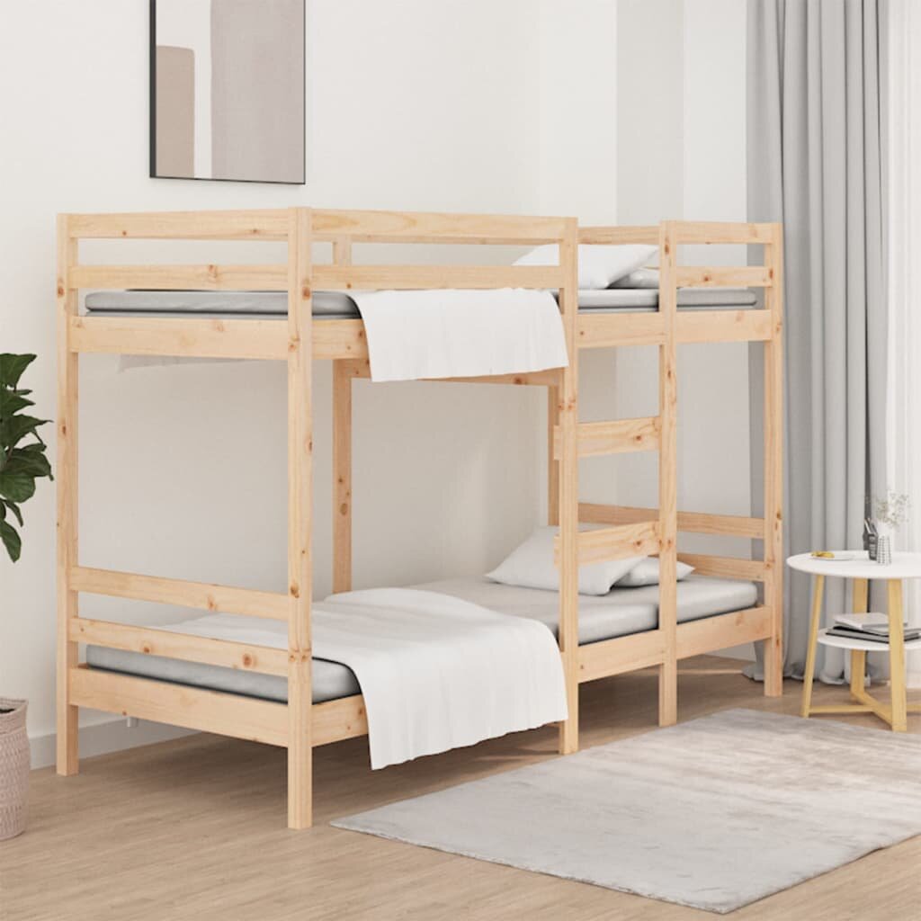 Dviaukštė lova, 90x200cm, pušies medienos masyvas цена и информация | Lovos | pigu.lt