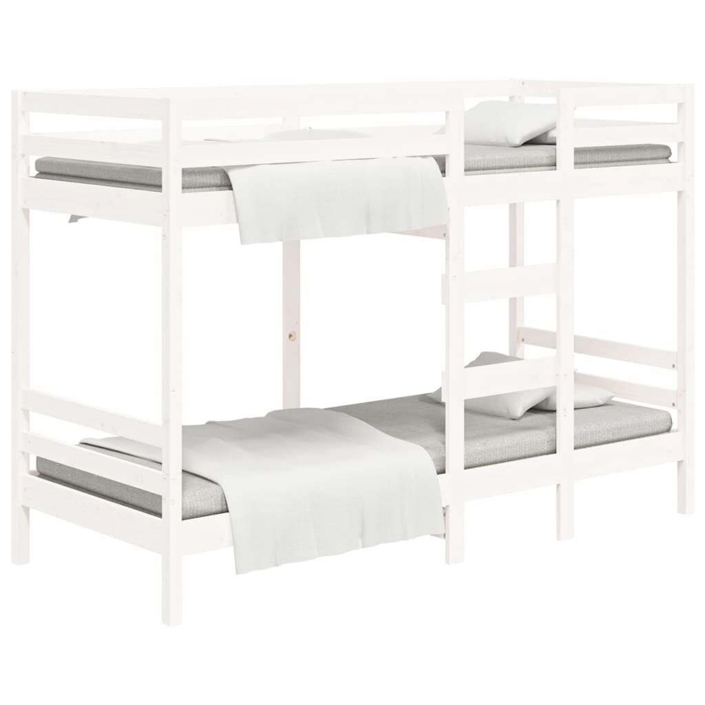 Dviaukštė lova, balta, 90x200cm, pušies medienos masyvas kaina ir informacija | Lovos | pigu.lt