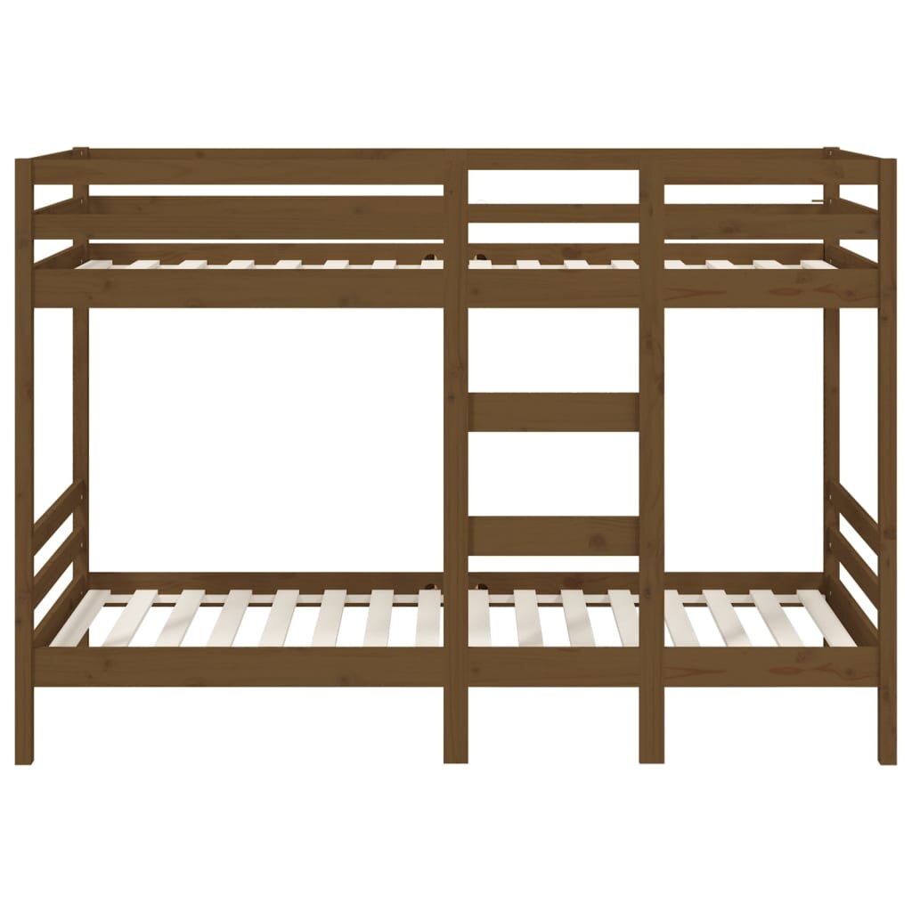 Dviaukštė lova, medaus ruda, 90x200cm, pušies medienos masyvas kaina ir informacija | Lovos | pigu.lt