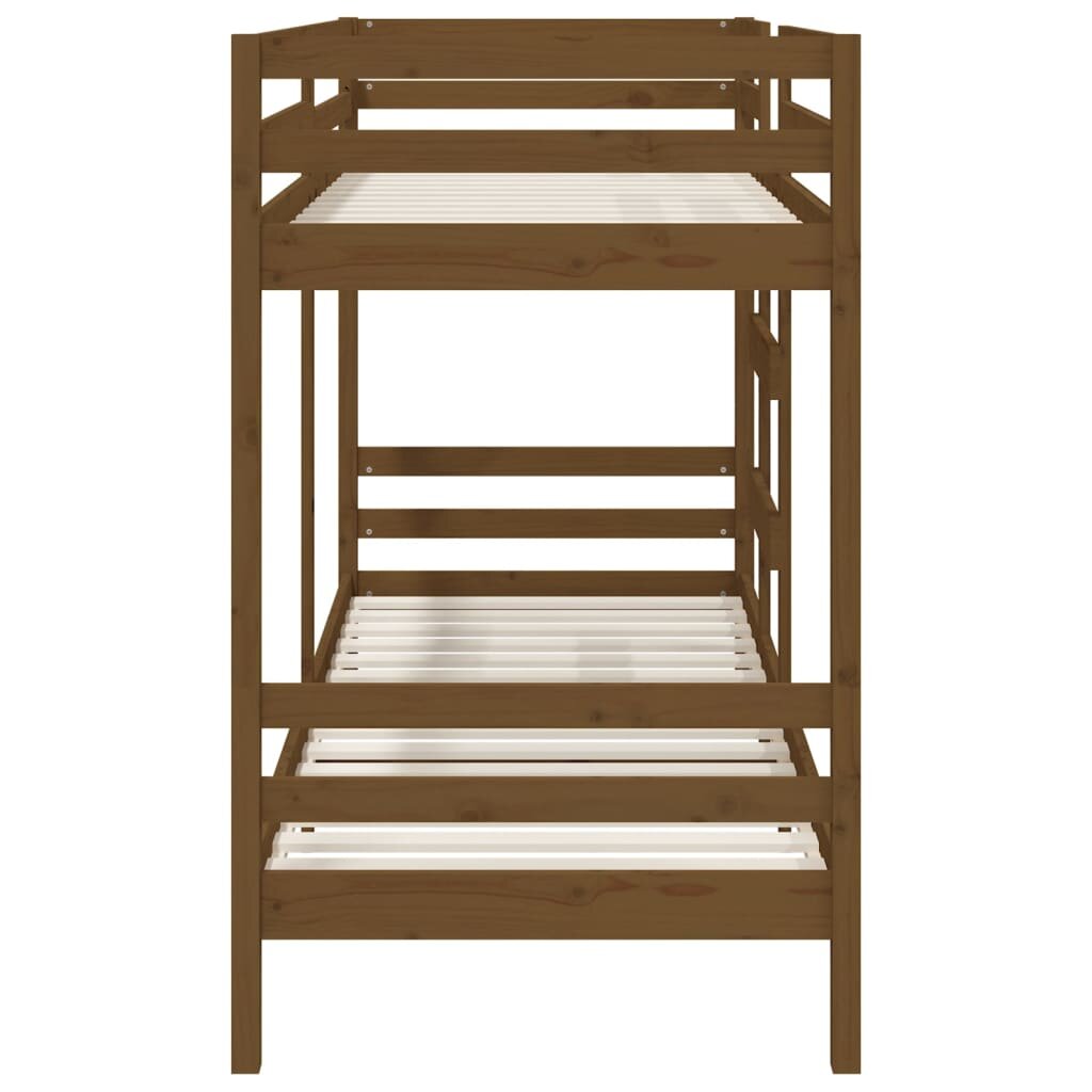Dviaukštė lova, medaus ruda, 90x200cm, pušies medienos masyvas kaina ir informacija | Lovos | pigu.lt