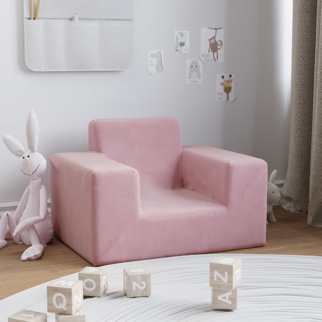 Vaikiška sofa vidaXL, rožinė kaina ir informacija | Sofos | pigu.lt