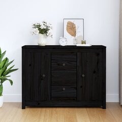 Šoninė spintelė, juoda, 100x35x74cm, pušies medienos masyvas цена и информация | Шкафчики в гостиную | pigu.lt