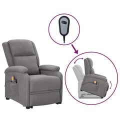 Atsistojantis masažinis krėslas, Audinys, šviesiai pilka kaina ir informacija | Svetainės foteliai | pigu.lt