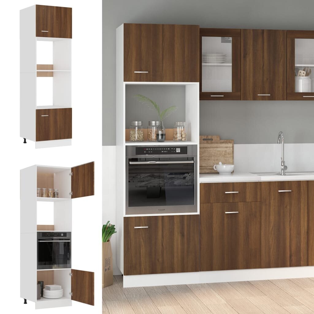 Virtuvinė spintelė 60x57x207cm, tamsiai ruda kaina ir informacija | Virtuvinės spintelės | pigu.lt