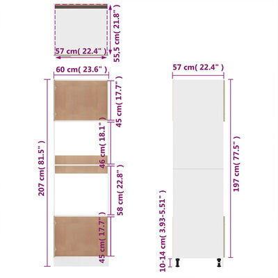 Virtuvinė spintelė 60x57x207cm, tamsiai ruda kaina ir informacija | Virtuvinės spintelės | pigu.lt