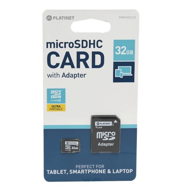 Platinet MicroSD 32GB class10 + SD Adapteris цена и информация | Atminties kortelės telefonams | pigu.lt