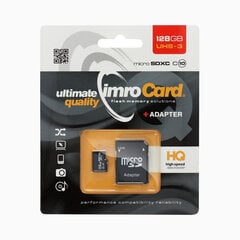 Карта памяти с адаптером Imro microSD 128GB UHS-3 100MB/s 4K цена и информация | Карты памяти для фотоаппаратов, камер | pigu.lt