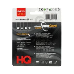 Imro microSD 64GB (+ SD adapteris) kaina ir informacija | Atminties kortelės fotoaparatams, kameroms | pigu.lt