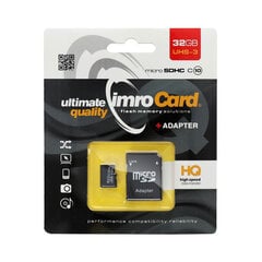Карта памяти с адаптером Imro microSD 32GB / Class 10 UHS-3 цена и информация | Карты памяти для фотоаппаратов, камер | pigu.lt