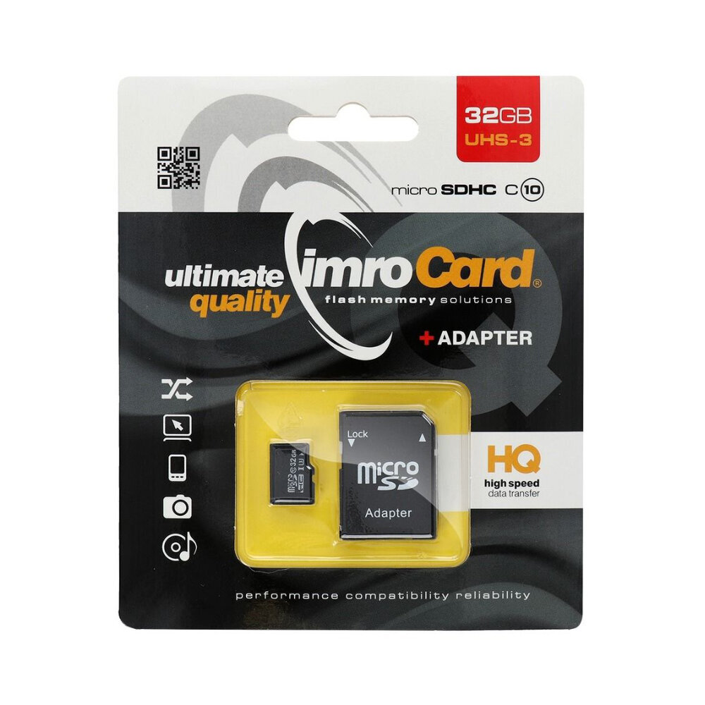 Imro microSD 32GB (+ SD adapteris) цена и информация | Atminties kortelės fotoaparatams, kameroms | pigu.lt