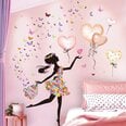 Sienų lipdukas Mergaitė su drugeliais ir balionais