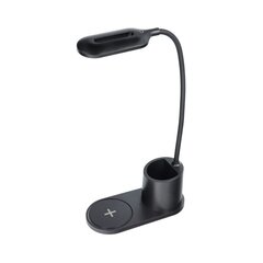 LED stalinė lempa su belaidžiu įkrovimu 10W, juoda kaina ir informacija | Krovikliai telefonams | pigu.lt