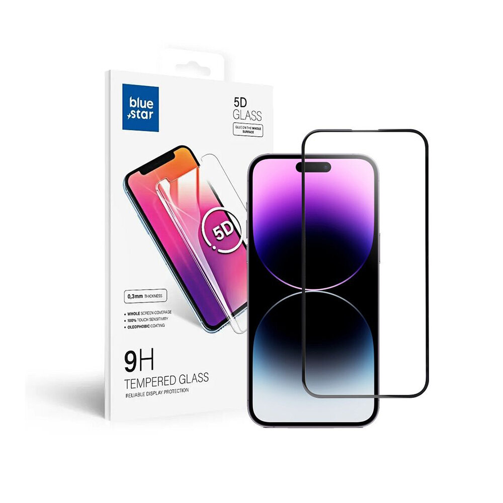 Apsauginis stiklas 9H Blue Star 5D skirtas iPhone 14 Pro Max kaina ir informacija | Apsauginės plėvelės telefonams | pigu.lt