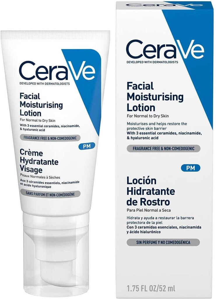 Naktinis drėkinamasis kremas CeraVe Facial Moisturising Lotion, 52 ml цена и информация | Veido kremai | pigu.lt