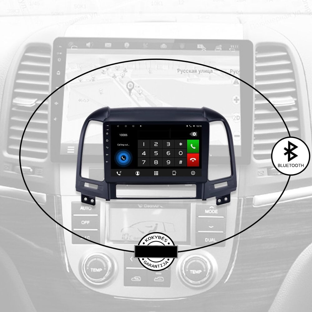 HYUNDAI SANTA FE 2005-12 Android multimedia plančetės tipo 9 colių automagnetola USB/WiFi/GPS/Bluetooth kaina ir informacija | Automagnetolos, multimedija | pigu.lt