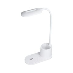LED stalinė lempa su belaidžiu įkrovimu (10 W), balta kaina ir informacija | Krovikliai telefonams | pigu.lt