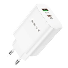 Сетевая зарядка Borofone BN10 Type-C 65W/USB-A 22.5W + Type-C белая цена и информация | Зарядные устройства для телефонов | pigu.lt