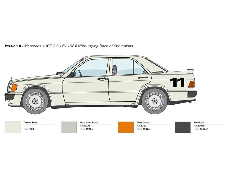 Plastikinis surenkamas modelis Italeri Mercedes Benz 190E 2.3 16v, 1/24, 3624 kaina ir informacija | Konstruktoriai ir kaladėlės | pigu.lt