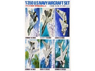 Сборная модель Tamiya - U.S. Navy Aircraft Set No. 1 2 F-14 Tomcat, 2 F-18A Hornet, 2 S-3A Viking, 2 A-6E Intruder, 2 A-7E Corsair II, 1/350, 78006 цена и информация | Конструкторы и кубики | pigu.lt