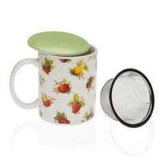 Чашка с заварочным фильтром Versa, фрукты, керамика цена и информация | Стаканы, фужеры, кувшины | pigu.lt