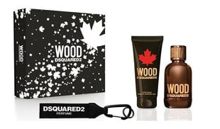 Rinkinys dsquared2 Wood For Him vyrams: tualetinis vanduo EDT, 100 ml + dušo želė, 100 ml + raktų pakabukas kaina ir informacija | Dsquared2 Kvepalai, kosmetika | pigu.lt