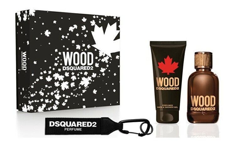 Rinkinys dsquared2 Wood For Him vyrams: tualetinis vanduo EDT, 100 ml + dušo želė, 100 ml + raktų pakabukas kaina ir informacija | Kvepalai vyrams | pigu.lt