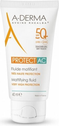 Kremas nuo saulės A-Derma Protect AC Mattifying Fluid Spf50 40ml kaina ir informacija | Kremai nuo saulės | pigu.lt