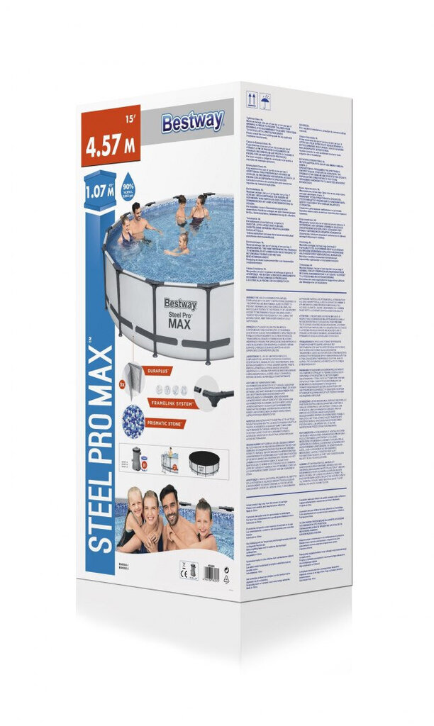 Baseinas Bestway Steel Pro Max, 457x107 cm, su filtru kaina ir informacija | Baseinai | pigu.lt