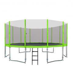 Батут с сеткой, 487 см, зеленый цена и информация | Батуты | pigu.lt