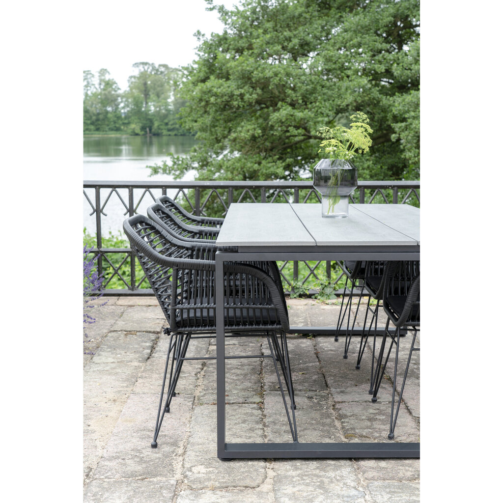 Lauko stalas Denver, Polietilenas, 210x100 cm, juoda/pilka цена и информация | Lauko stalai, staliukai | pigu.lt