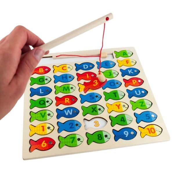 Medinė dėlionė-žaidimas "Žvejyba" su raidėmis ir skaičiais kaina ir informacija | Stalo žaidimai, galvosūkiai | pigu.lt