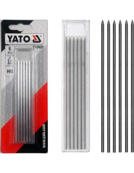 Šerdys atsarginės pieštukui YT-69290 pilkos HB 6 vnt Yato kaina ir informacija | Mechaniniai įrankiai | pigu.lt