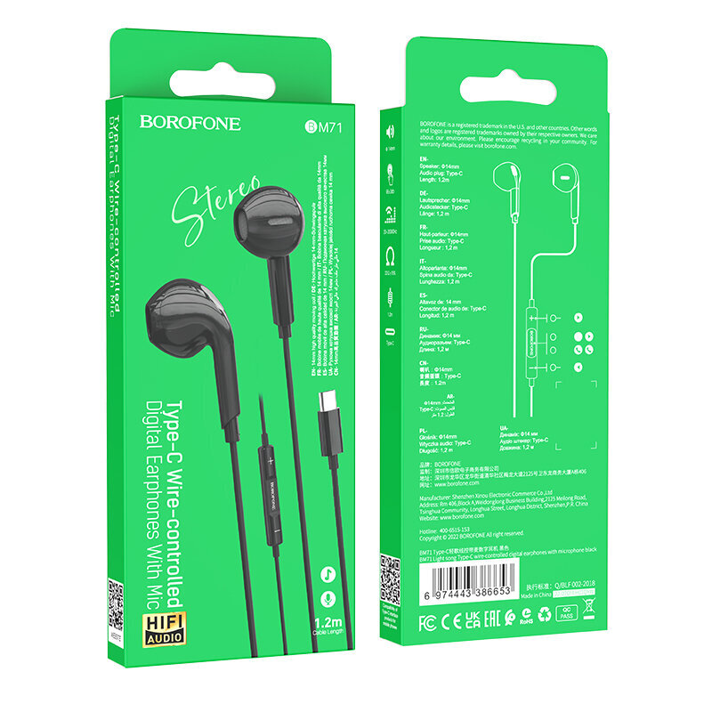 Borofone Earphones BM71 kaina ir informacija | Ausinės | pigu.lt