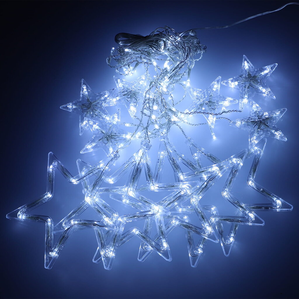LED Girlianda - užuolaida "Žvaigždės", šaltai balta kaina ir informacija | Girliandos | pigu.lt