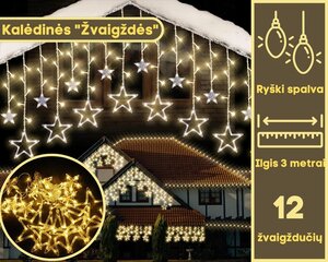 LED Girlianda - užuolaida "Žvaigždės", šiltai balta kaina ir informacija | Girliandos | pigu.lt
