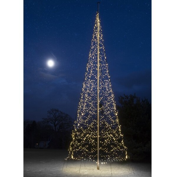 Kalėdų eglutė ant vėliavos stiebo Fairybell, 12 m, 4000 LED šiltai baltos kaina ir informacija | Girliandos | pigu.lt