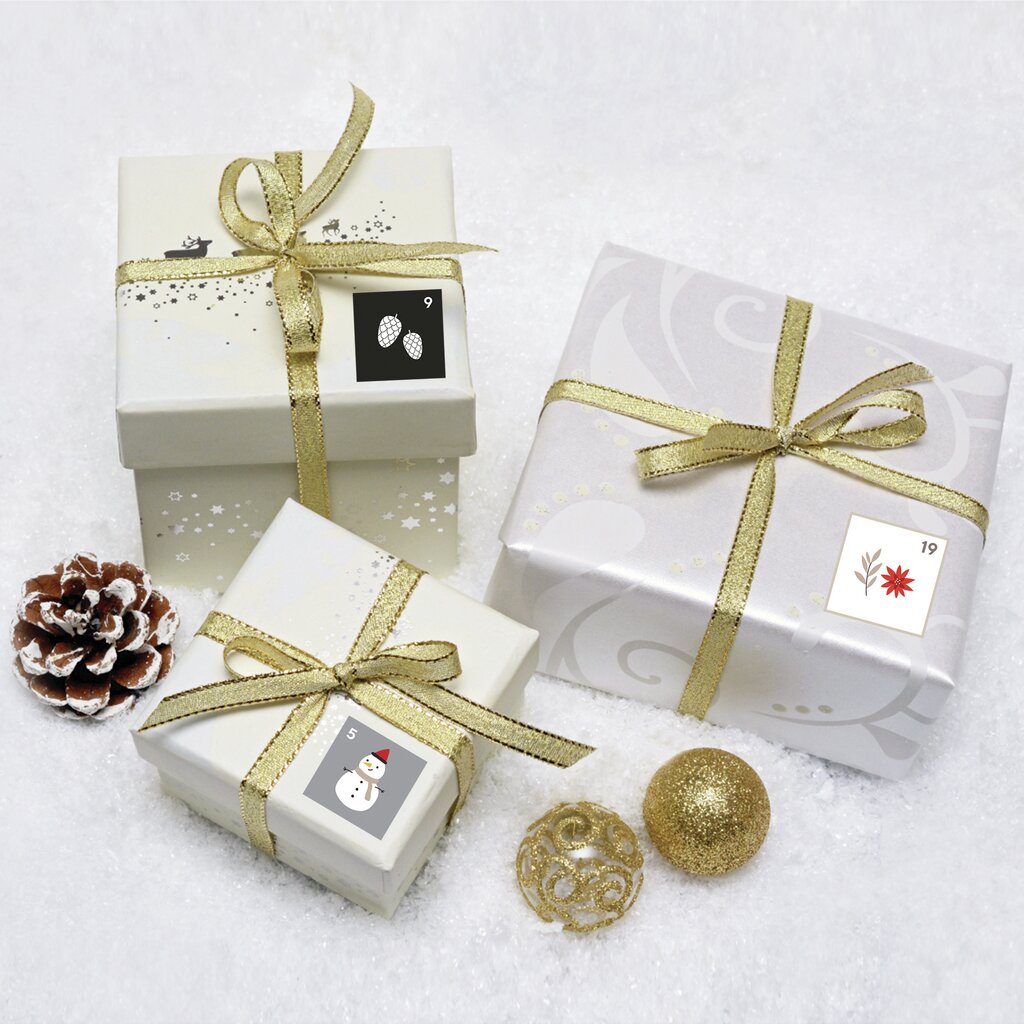Stilingi Advento kalendoriaus lipdukai dovanėlėms 6 cm цена и информация | Kalėdinės dekoracijos | pigu.lt
