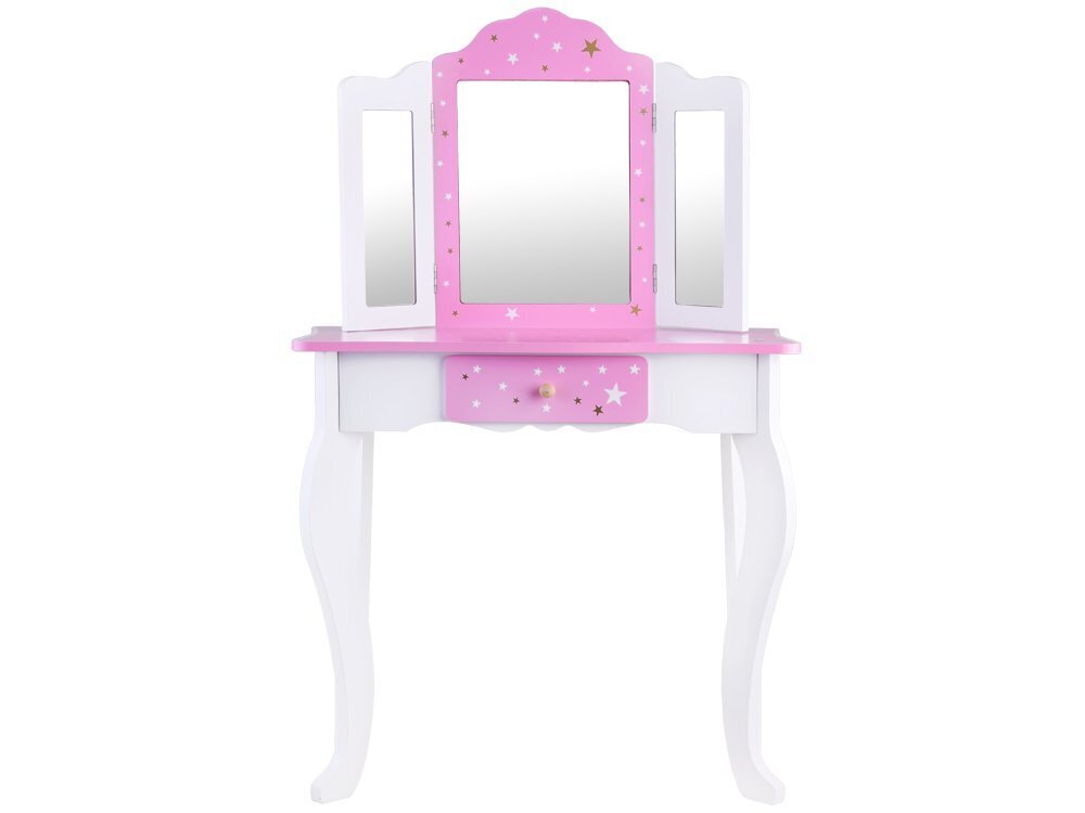 Didelis medinis grožio staliukas su veidrodžiu ir kėdute kaina ir informacija | Žaislai mergaitėms | pigu.lt