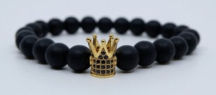 Браслет из черного камня с золотой короной цена и информация | Женские браслеты | pigu.lt