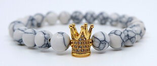 Браслет с белыми камнями и золотой короной цена и информация | Женские браслеты | pigu.lt