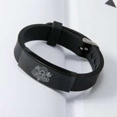 Силиконовый браслет чёрного цвета с чёрным элементом, 10 мм цена и информация | Мужские украшения | pigu.lt