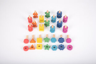 Радужный деревянный набор для развития моторики "Гаики и болты" цена и информация | Развивающие игрушки | pigu.lt