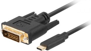 Кабель USB C — DVI-D Lanberg CA-CMDV-10CU-0018-BK Чёрный 1,8 m цена и информация | Кабели и провода | pigu.lt