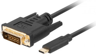 Кабель USB C — DVI-D Lanberg CA-CMDV-10CU-0010-BK Чёрный 1 m цена и информация | Кабели и провода | pigu.lt