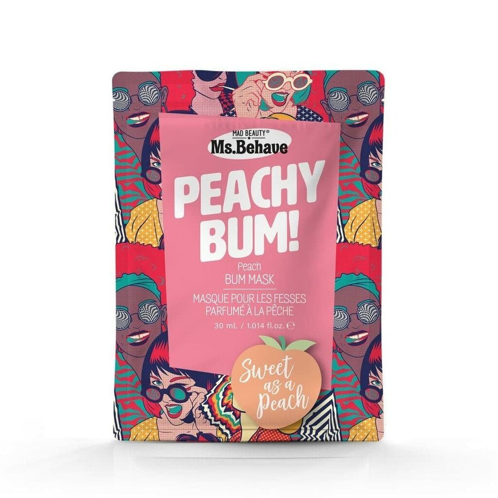 Kaukė Mad Beauty Ms Behave Peachy Bum, 30ml kaina ir informacija | Anticeliulitinės, stangrinamosios priemonės | pigu.lt